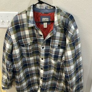 LL Bean Men's Blue shacket Plaid Shirt XXL regular